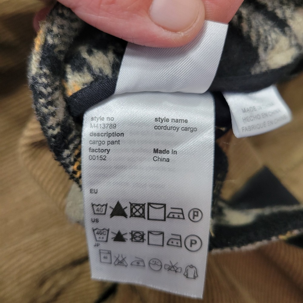 WESC We Are The Superlative Conspiracy Corduroy Cargo Pant 29x32 Tan‎ Plaid - Picture 12 of 15